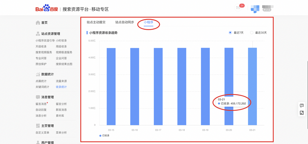 小程序资源收录趋势